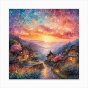 Sunset In The Village 1 Canvas Print