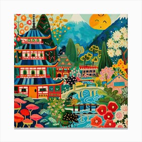 Kids Travel Illustration Japan 3 Canvas Print