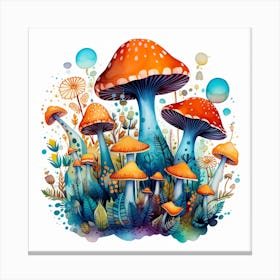 Watercolor Mushroom Painting Canvas Print