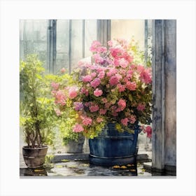 Watercolor Greenhouse Flowers 29 Canvas Print