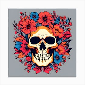Skull With Flowers Canvas Print