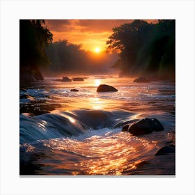 Sunrise Over The River Canvas Print