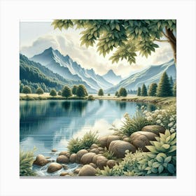 Landscape By The Lake Canvas Print