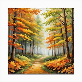 Forest In Autumn In Minimalist Style Square Composition 335 Canvas Print