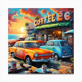 Coastal Cruise Coffee Shop At The Beach Canvas Print