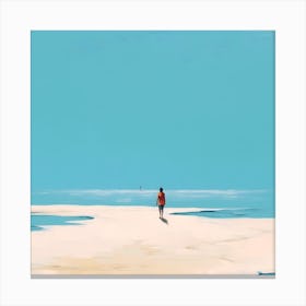 Beach Oil Painting Landscape Blue Sky Canvas Print