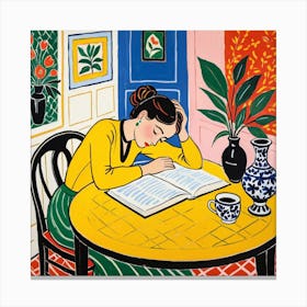 Woman Reading A Book 2 Canvas Print