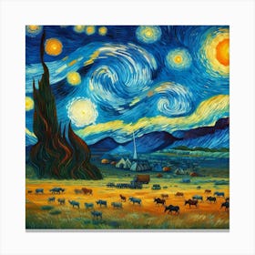 Van Gogh Painted A Starry Night Over The Serengeti Savannah 2 Canvas Print