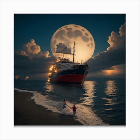 Full Moon On The Beach Canvas Print