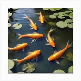Koi Pond With Golden Fish Canvas Print