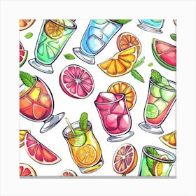 Seamless Pattern Of Drinks 1 Canvas Print