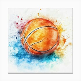 Watercolor Basketball Painting 3 Canvas Print