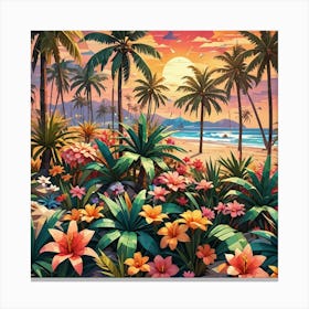 Tropical Landscape Painting Canvas Print