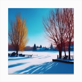 Bright Blue Sky above a Winter Landscape Canvas Print