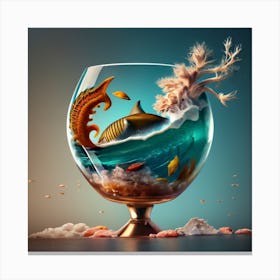 A Tsunami In Vertically Placed Glass With Beauti (1) Canvas Print