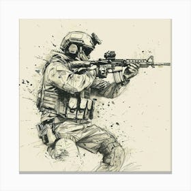 Soldier In Action 2 Canvas Print