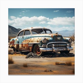 Old Car In The Desert Canvas Print