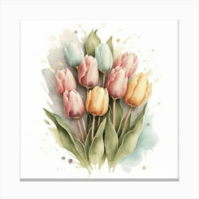 Watercolor Tulips 1 Canvas Print