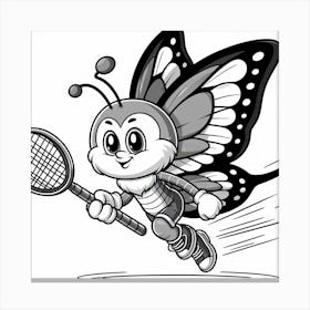 Butterfly With Tennis Racket Canvas Print
