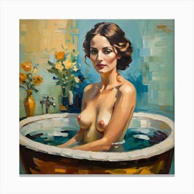 Nude Woman In Bathtub 4 Canvas Print
