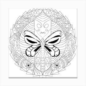 Butterfly Coloring Page Mandala Insect Canvas Print