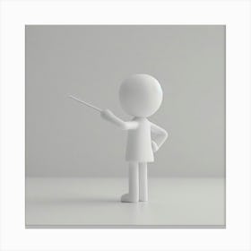 3d Character Pointing A Stick Canvas Print