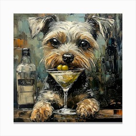 Terrier With Martini 1 Canvas Print