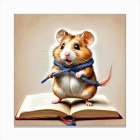 Hamster On A Book 3 Canvas Print