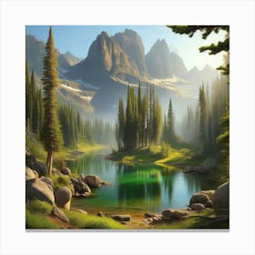 Lake In The Mountains 20 Canvas Print