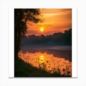 Sunrise Over The River 1 Canvas Print