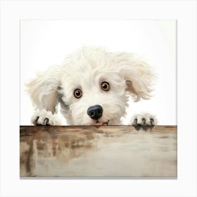 Dog Peeking Over Fence 3 Canvas Print