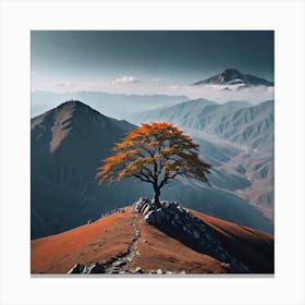 Lone Tree In The Mountains 4 Canvas Print