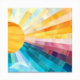 Abstract Sun Rays Sea Rainbow Colorful Canvas Print