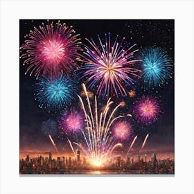 Fireworks Over New York City Canvas Print