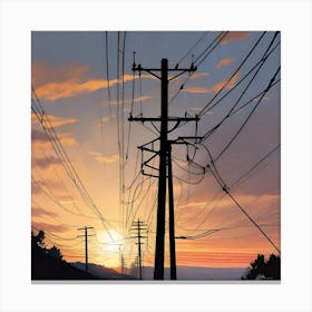 Sunset Power Lines Canvas Print