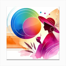 Watercolor Woman In A Hat Canvas Print