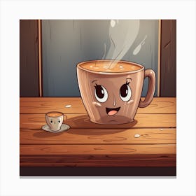Cartoon Coffee Cup Canvas Print