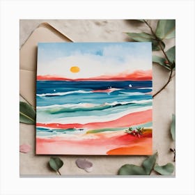 Sunset Beach Greeting Card Canvas Print