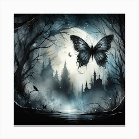 Butterfly in Dark Haunted Woods II Canvas Print