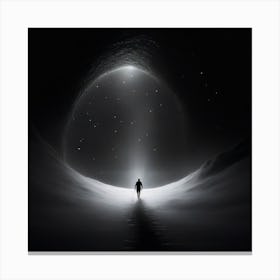 Man Walking Through A Dark Tunnel Canvas Print