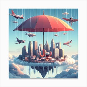 Umbrella City Canvas Print