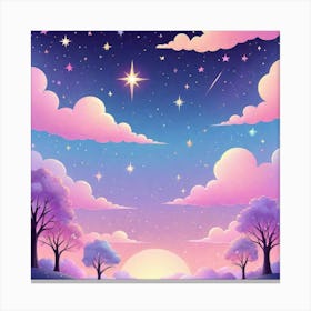 Sky With Twinkling Stars In Pastel Colors Square Composition 234 Canvas Print