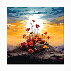Flowers At Sundown Canvas Print