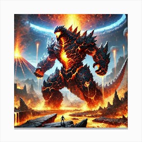 A Colossal Kaiju Named Ignis Rex, The Flame Coloss Canvas Print