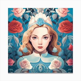 Alice In Wonderland Kitsch Square Canvas Print