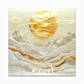 Golden Full Moon on White Sand Canvas Print