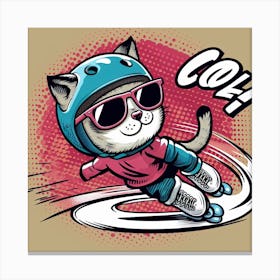 Skateboarding Cat Canvas Print
