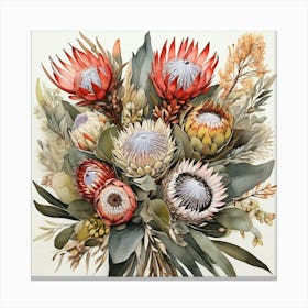 Australian Native Bouquet With Protea Art Print 3 Canvas Print