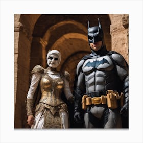 Batman with Mummy Canvas Print