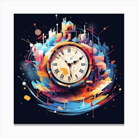 Clock In The City Canvas Print